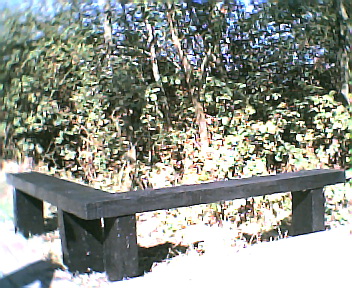 Kath, Sue, John and David constructed and installed these two benches by the education pond in response to a request by users. &copy;DMcK